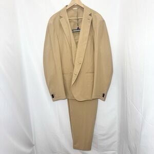 Sene FlexTech Travel Suit Mens Custom Made Unstructured Stretch 46-48L Khaki Tan